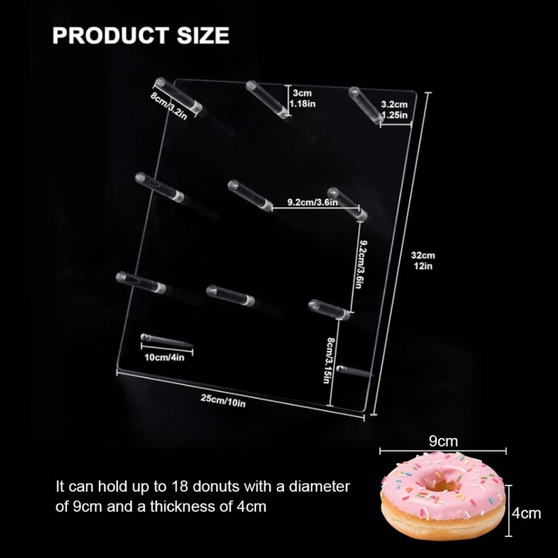 weddingwish Clear Donut Stands, Acrylic Donut Wall Display Stand, 2 Pack Donut Board for Dessert Table, Bagel Doughnuts Holder for Party Birthday Gathering - Image 4